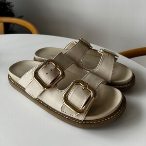 Universal Thread Cream Sandals with Gold Buckles